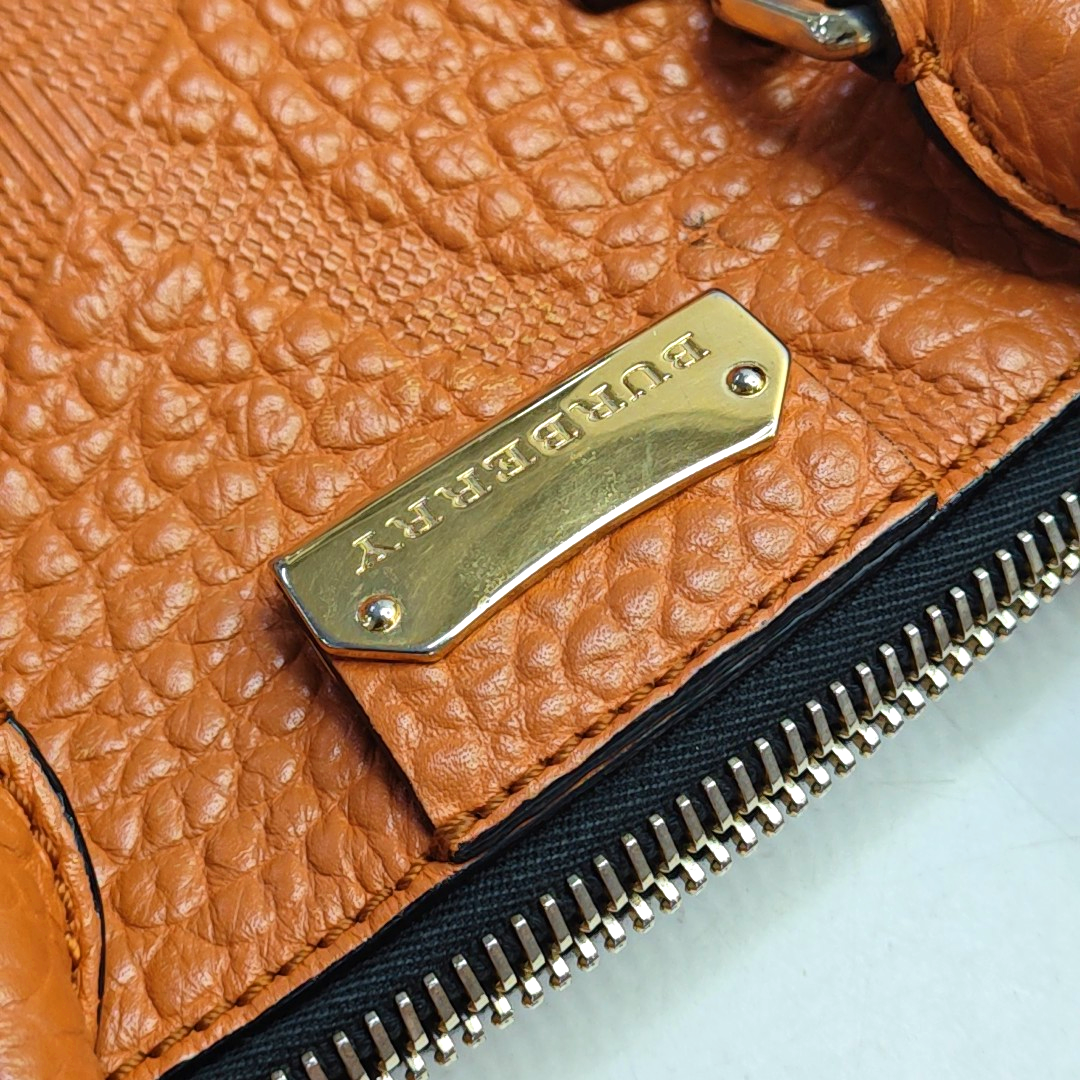 BURBERRY Clifton Brown Cowhide Embossed Single Shoulder Bag Tote Bag Crossbody Bag Golden hardware Removable shoulder strap-(SKU)-957717847