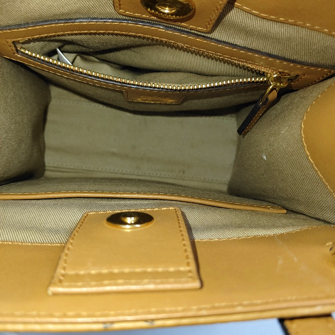 MCM KLASSIK mini Cognac Coated Canvas Monogram Single Shoulder Bag Golden hardware Removable shoulder strap-(SKU)-14432552