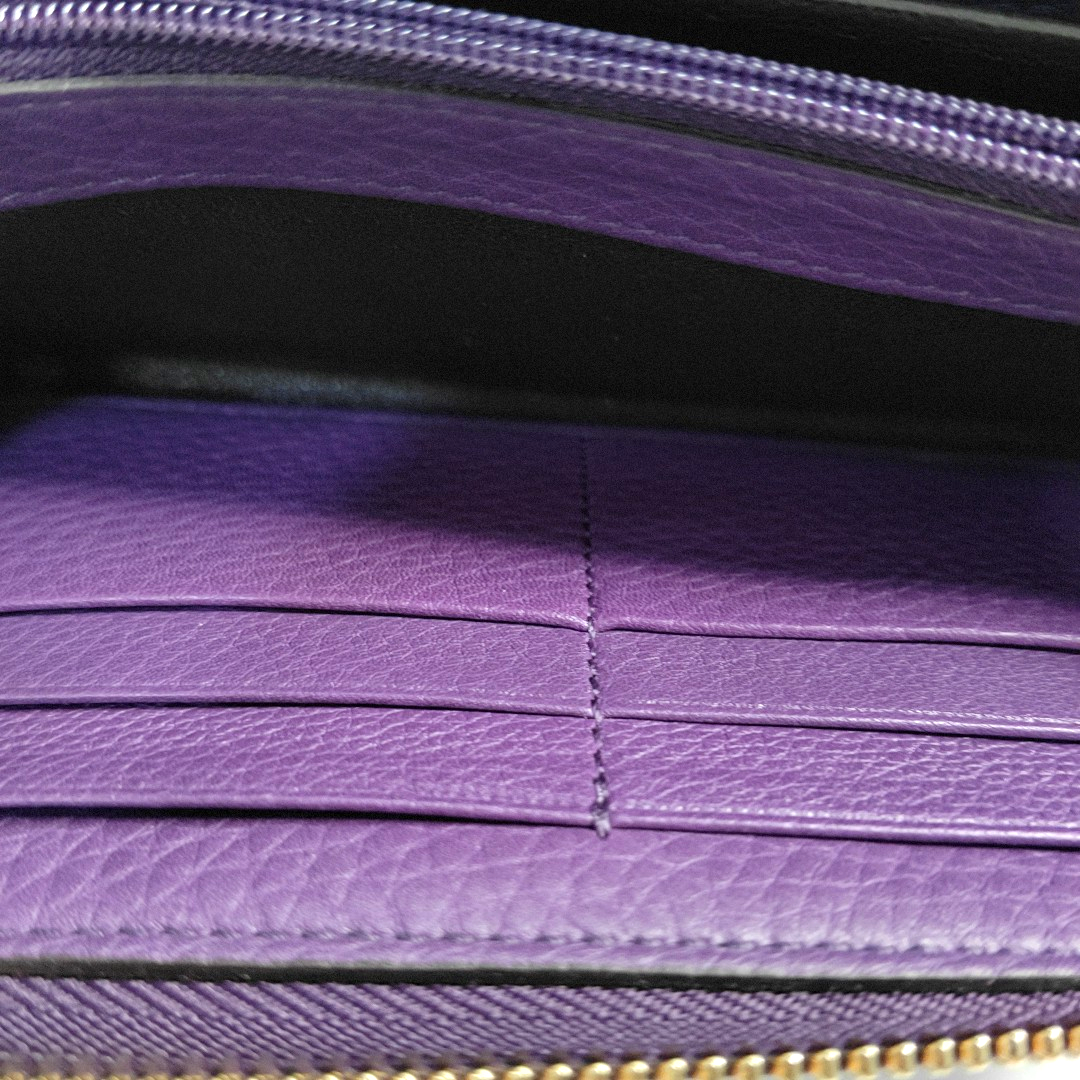 GUCCI Soho Purple Lamb Skin Fringe Wallet Golden hardware-(SKU)-960627155