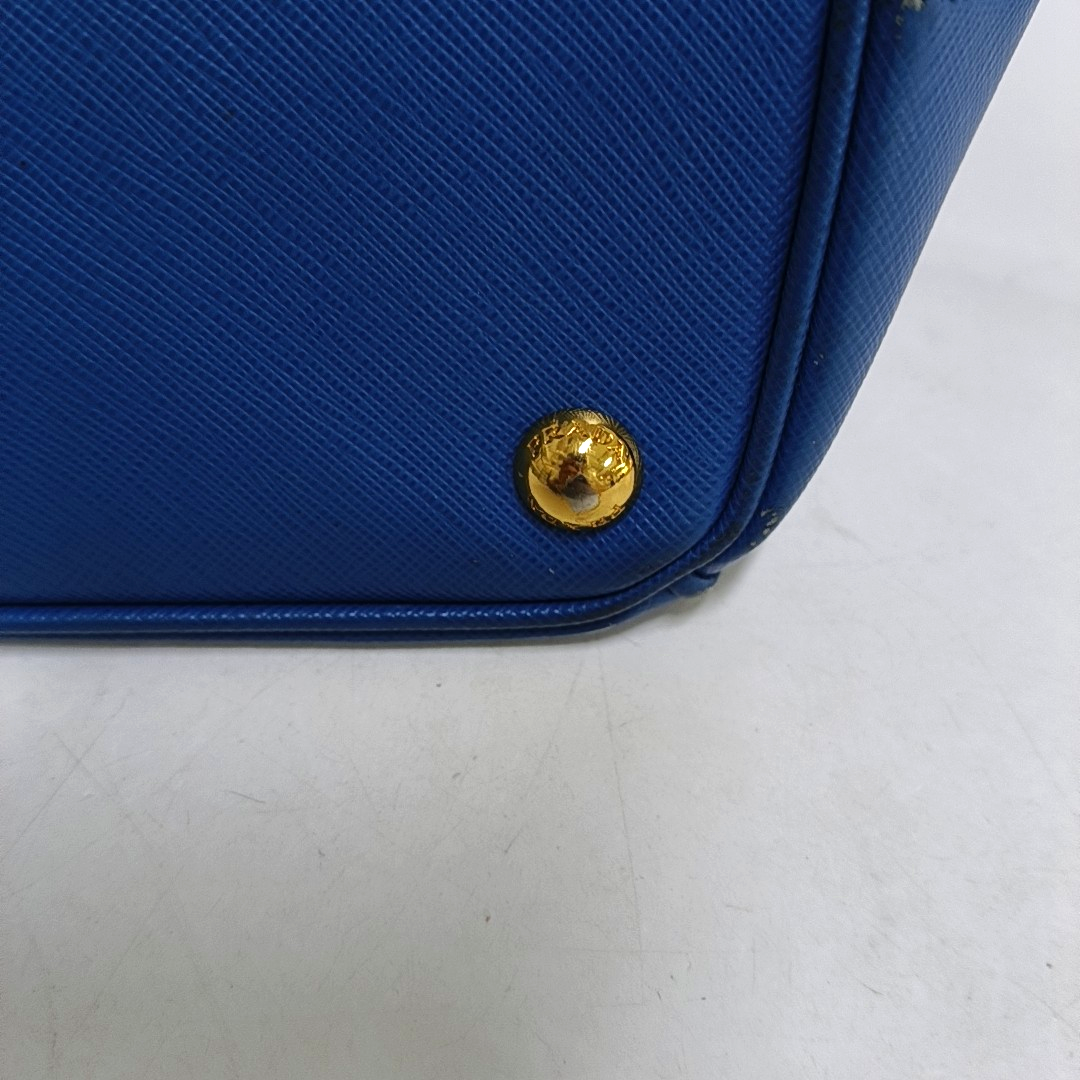 PRADA Galleria Large size Dark Blue Cowhide Logo Crosshatch Killer Bag Single Shoulder Bag Golden hardware Removable shoulder strap-(SKU)-959580601