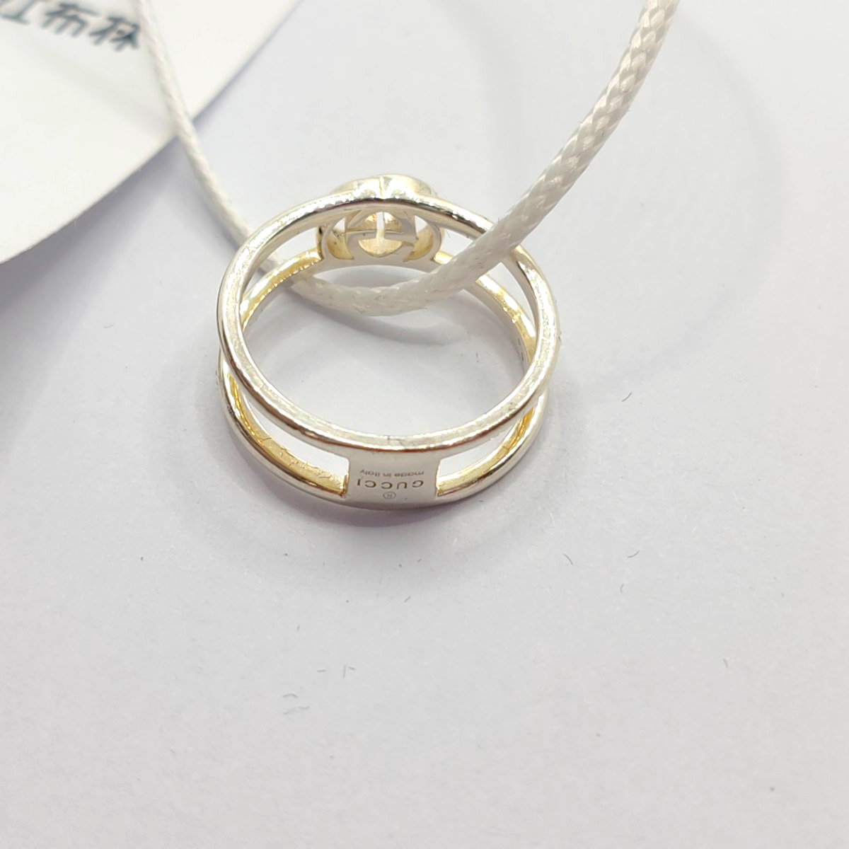 GUCCI Interlocking G Hong Kong Size13code 银色925银LOGO戒指-(SKU)-939182659