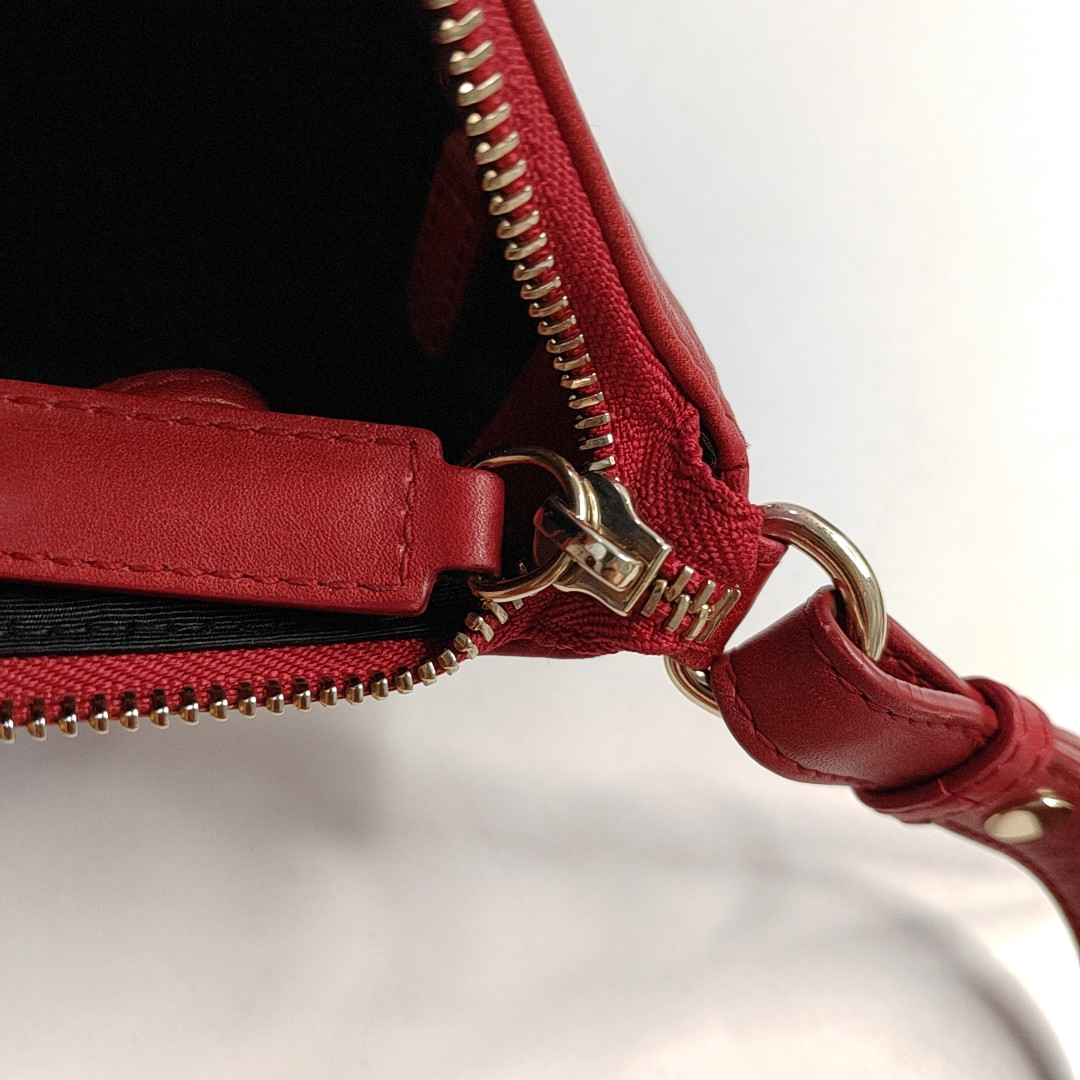 BVLGARI COLLEZIONE 1910 Red Cowhide Embossed Shoulder Bag Tote Golden hardware Removable shoulder strap-(SKU)-960389030