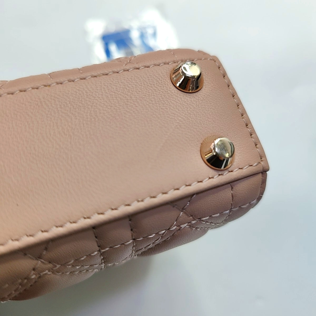 DIOR Lady Dior Super Mini Pink Lamb Skin Quilted Diaper Bag 3-Compartment Shoulder Bag Tote Bag Crossbody Bag Golden Hardware Removable Strap-(SKU)-968903850