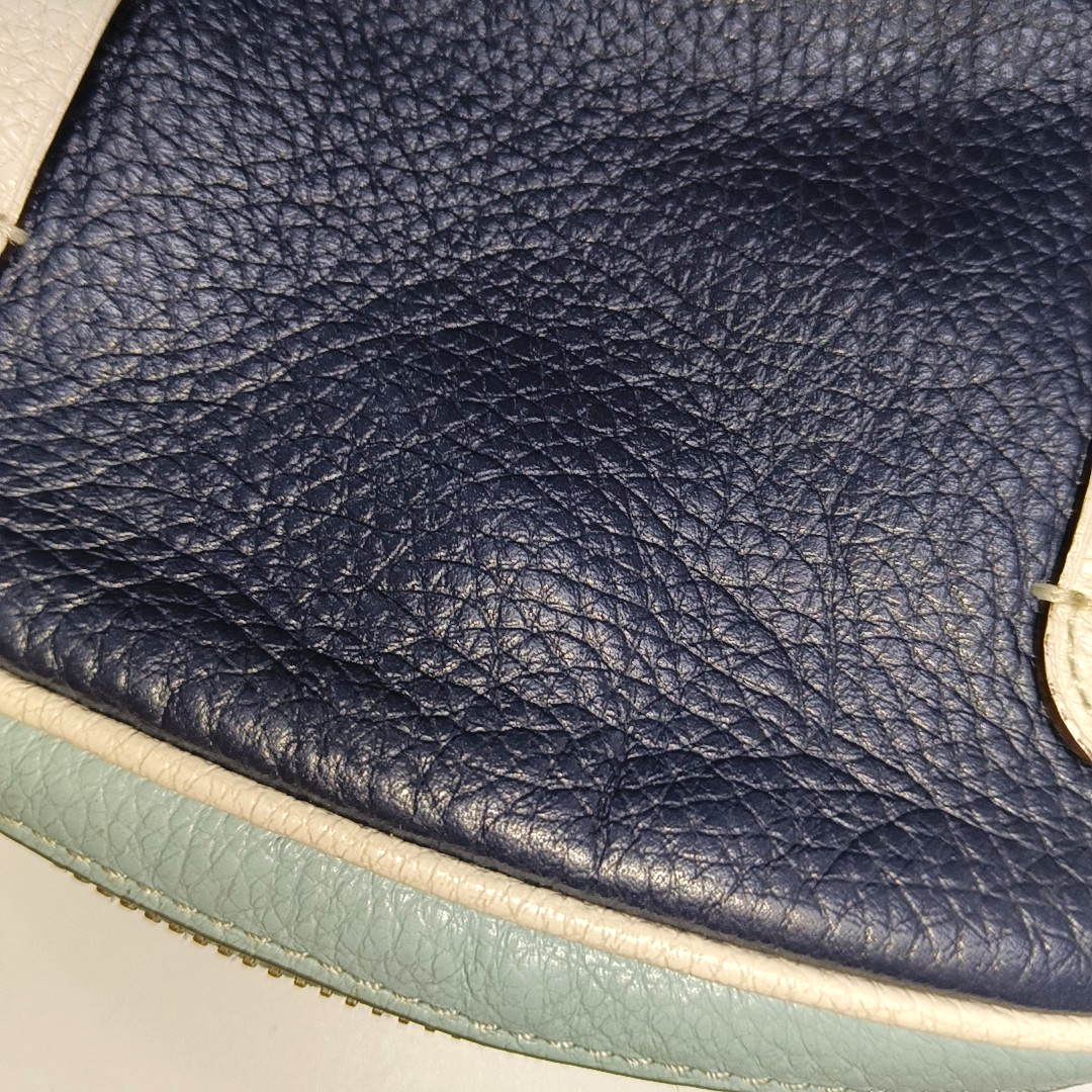 COACH Camera Bag Dark Blue Leather Textured Carriage Crossbody Bag Single Shoulder Bag Silver Hardware Removable shoulder strap-(SKU)-14387505