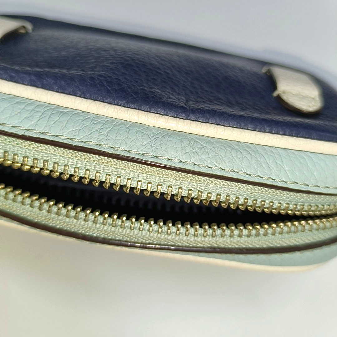 COACH Camera Bag Dark Blue Leather Textured Carriage Crossbody Bag Single Shoulder Bag Silver Hardware Removable shoulder strap-(SKU)-14387505