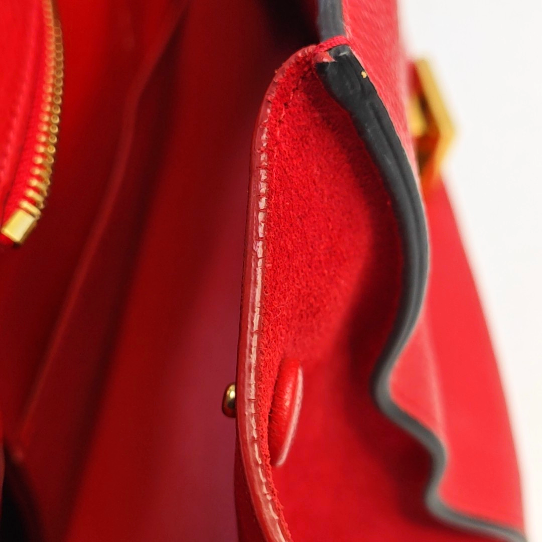 CELINE TRAPEZE Small size Red Leather Swing Bag Single Shoulder Bag Handbag Crossbody Golden hardware Removable shoulder strap-(SKU)-947188995