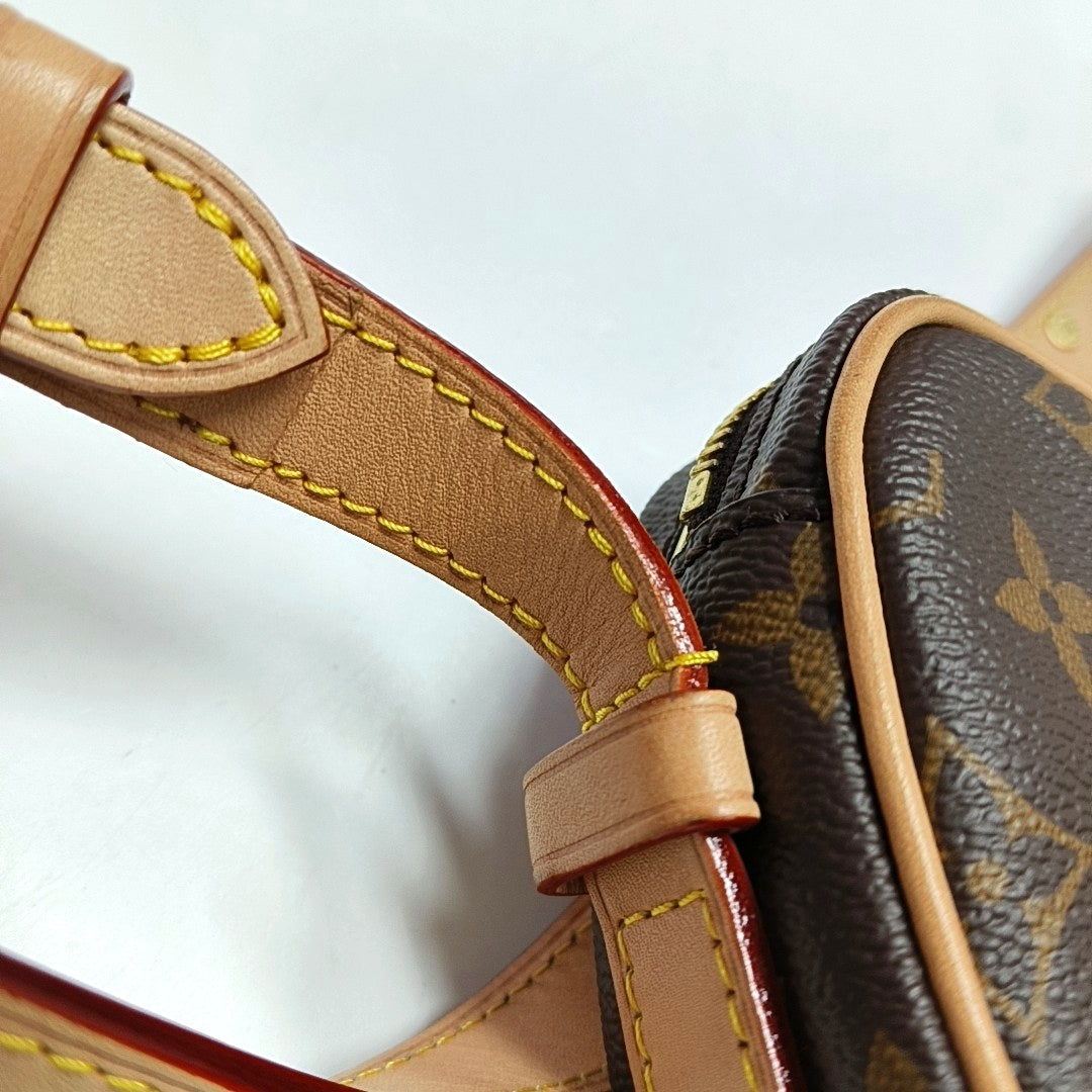LOUIS VUITTON CROISSANT Brown Coated Canvas Monogram Shoulder Bag Tote Crossbody Bag with Detachable Strap-(SKU)-970879308