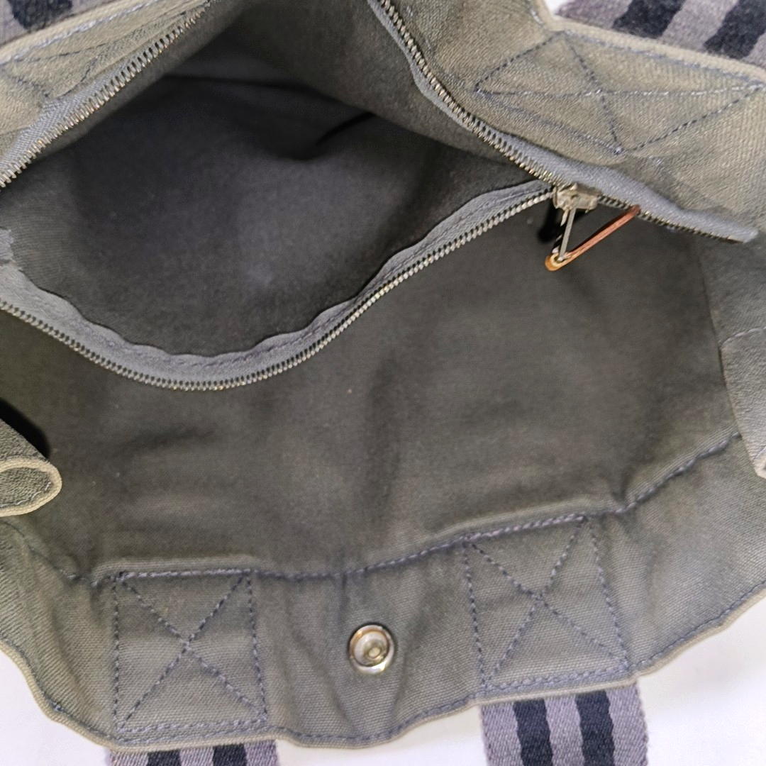 HERMÈS Fourre Tout Cumulonimbus Gray Canvas Handbag Silver Hardware-(SKU)-959372651