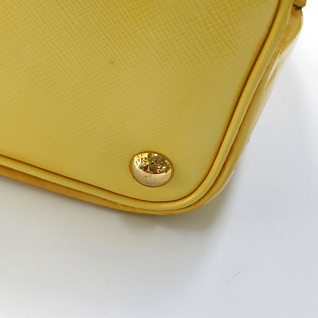PRADA Double Yellow cowhide logo cross-grain shoulder bag Golden hardware Removable shoulder strap-(SKU)-945527362