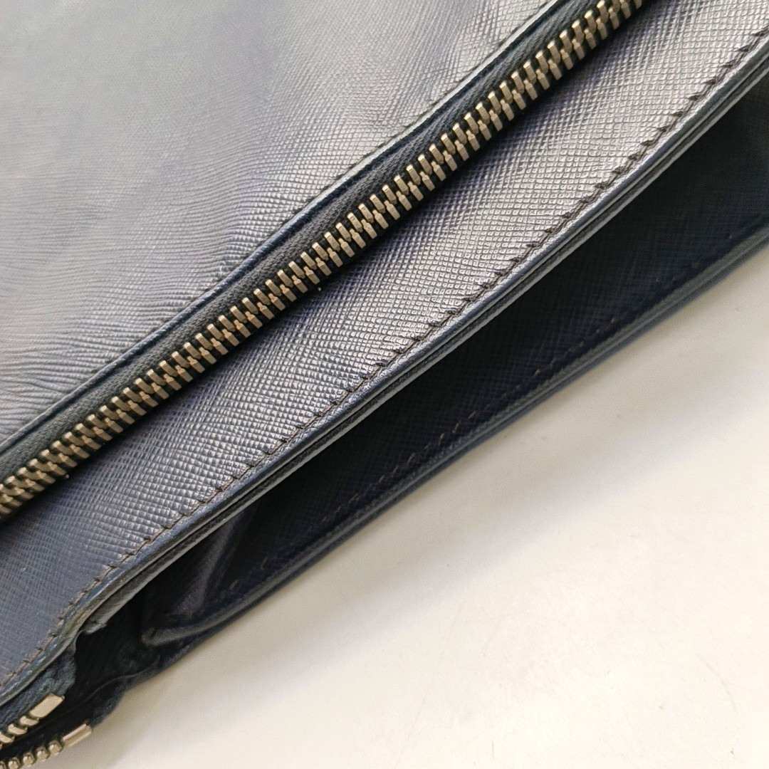 PRADA Dark Blue Leather Handbag Silver Hardware-(SKU)-954413734