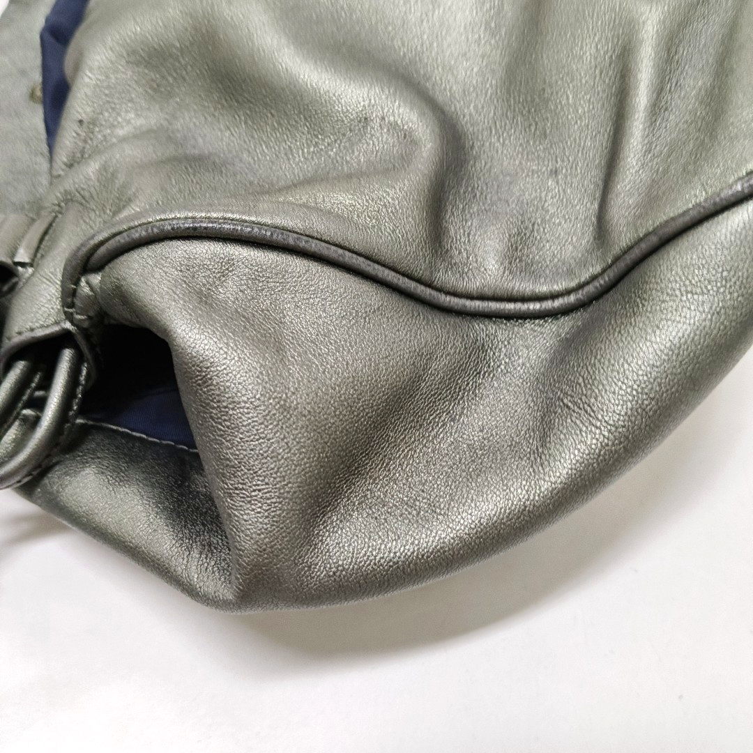 LOEWE Gray Cow Leather Handbag Shoulder Bag Silver Hardware-(SKU)-945383278