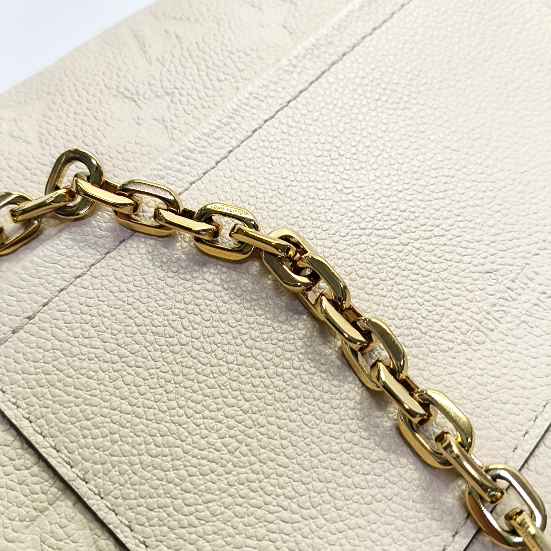 LOUIS VUITTON MARCEAU White Calfskin Monogram Embossed Single Shoulder Bag Crossbody Bag Gold Hardware-(SKU)-965269082