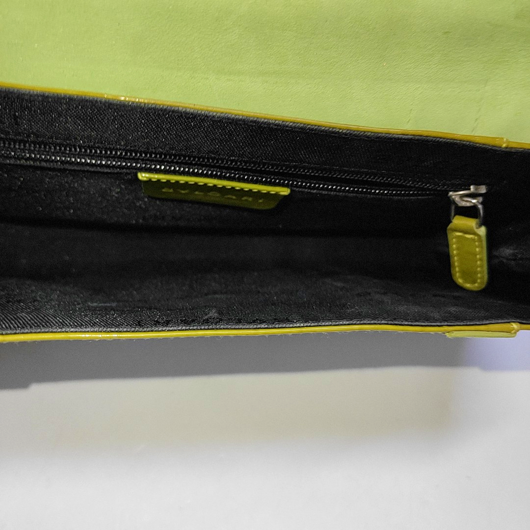 BVLGARI Yellow Green Patent Leather Handbag Single Shoulder Bag Silver Hardware Removable shoulder strap-(SKU)-960012647