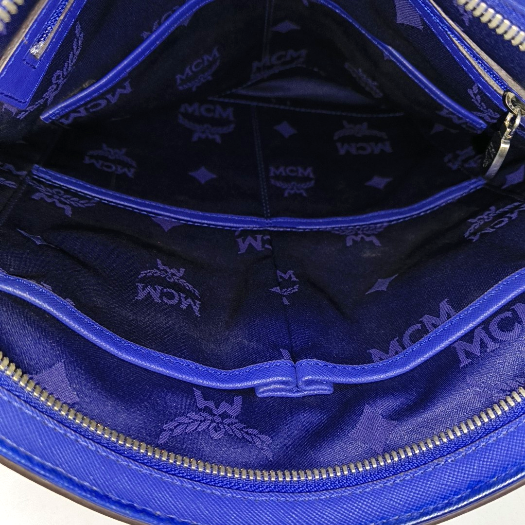 MCM Tote bag Blue Leather Shoulder Bag Silver Hardware-(SKU)-935896261