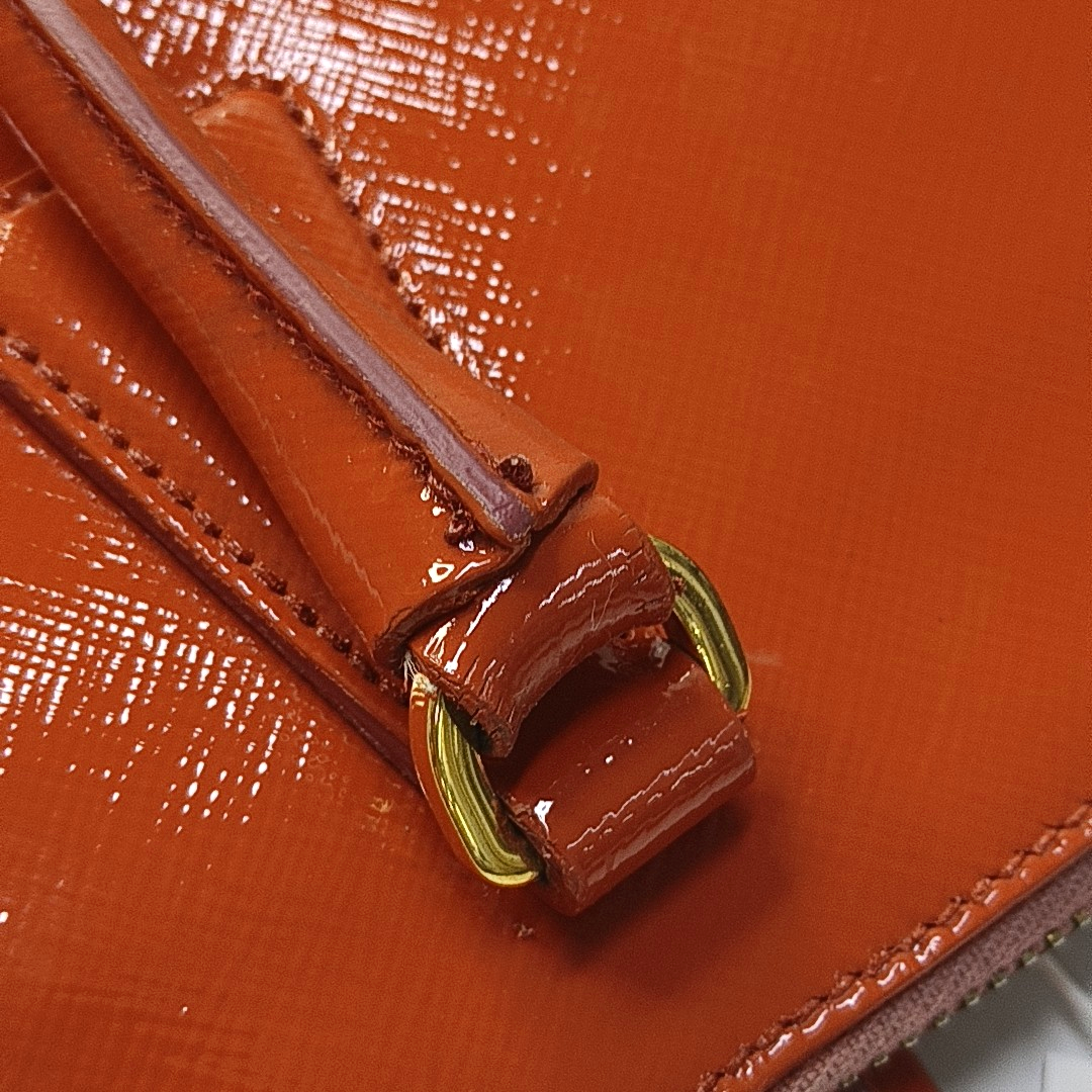 PRADA Promenade Orange Red Cowhide Logo Cross Grain Single Shoulder Crossbody Bag Golden hardware Removable shoulder strap-(SKU)-957813224