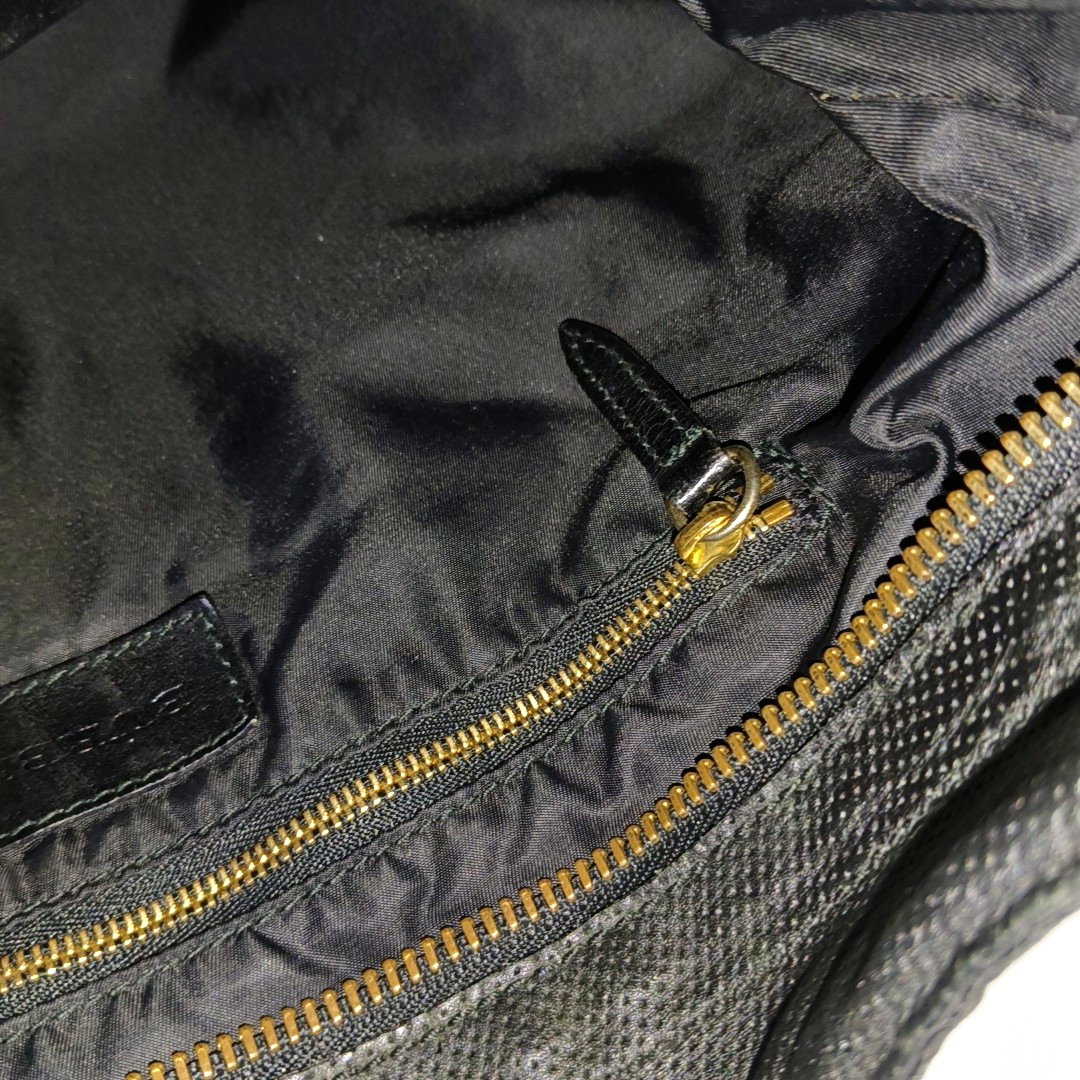 BURBERRY Gray Nylon Battle Horse Plaid Single Shoulder Bag Golden hardware-(SKU)-943189474