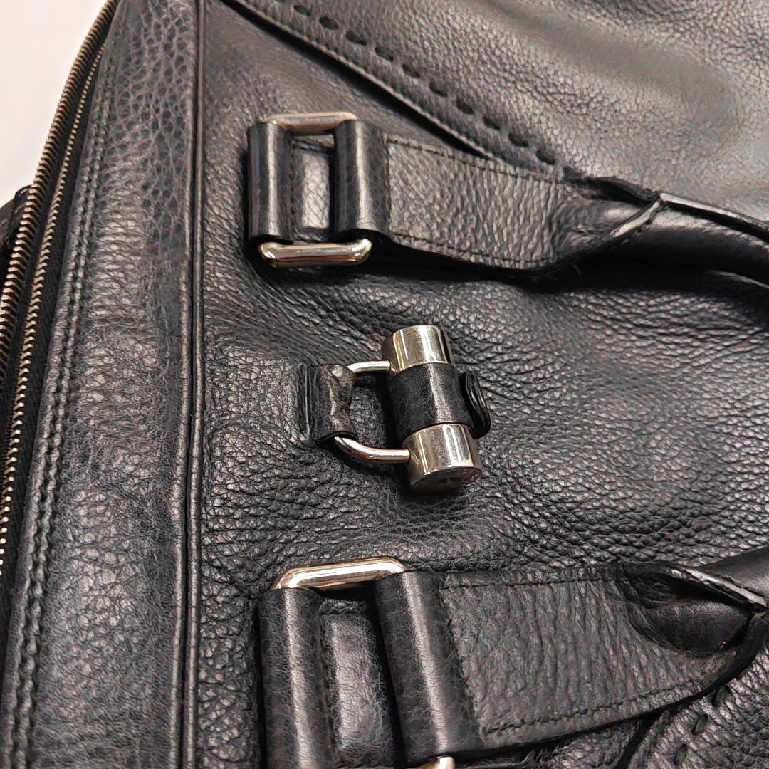 YSL MUSE Black Cowhide Quilted Rivets Tote Bag Silver Hardware-(SKU)-946633480