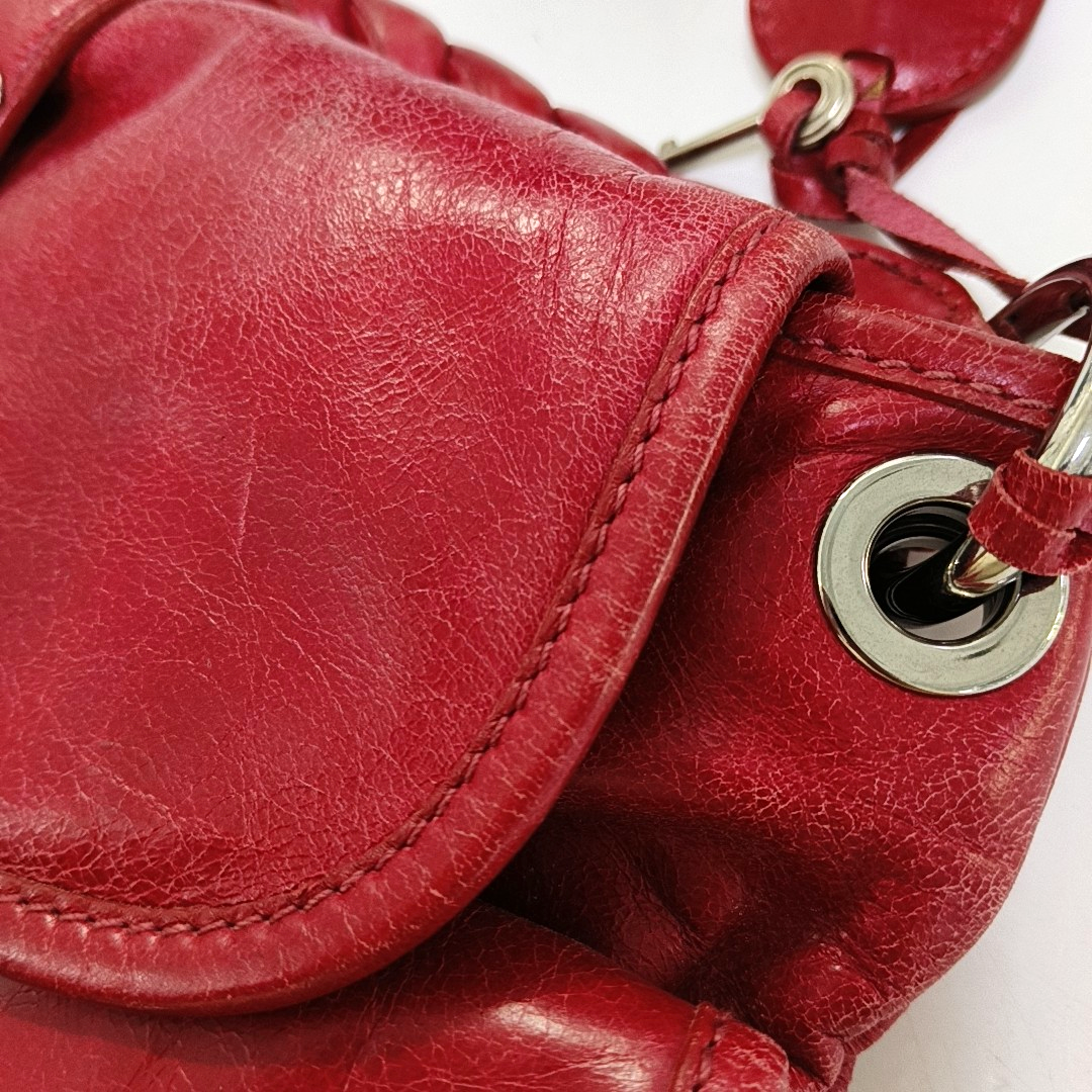 Miu Miu Miu Coffer Red Lamb Leather Quilted Woven Single Shoulder Bag Handbag Crossbody Silver Hardware Removable shoulder strap-(SKU)-959188889
