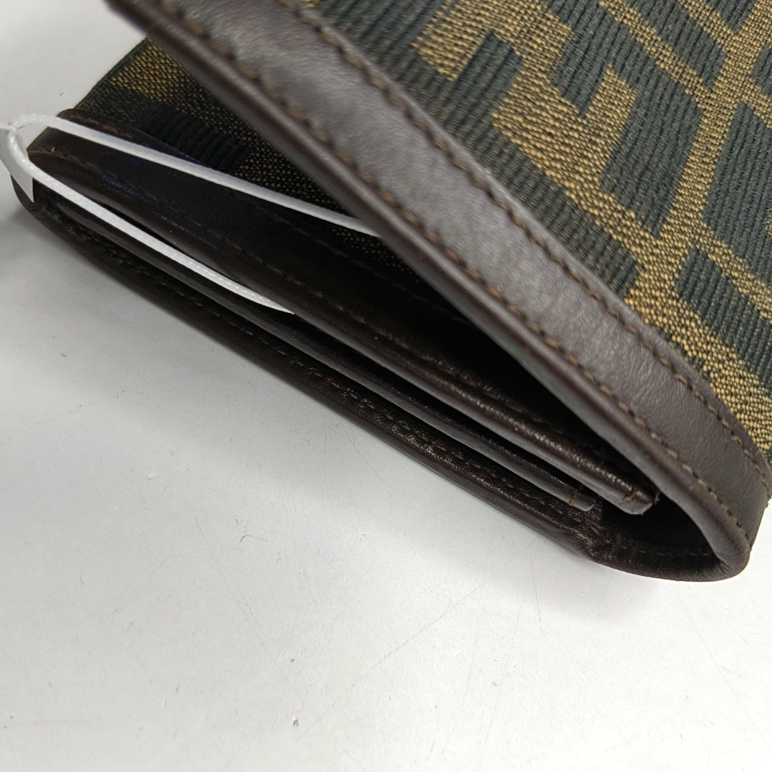 FENDI 棕色帆布双F钱包-(SKU)-952489575