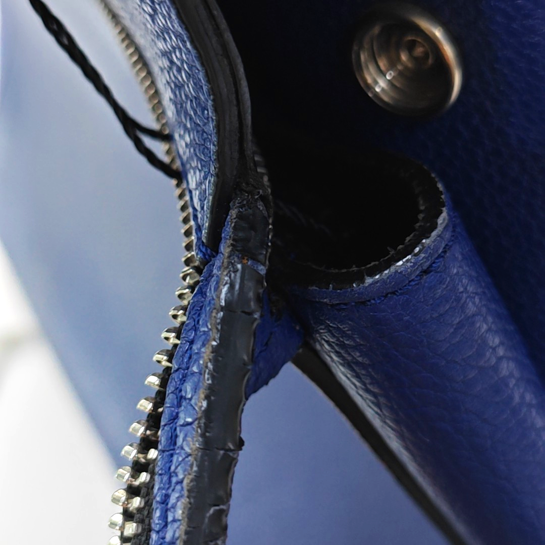 CELINE EDGE Blue Calf Leather Shoulder Bag Tote Silver Hardware-(SKU)-950037695
