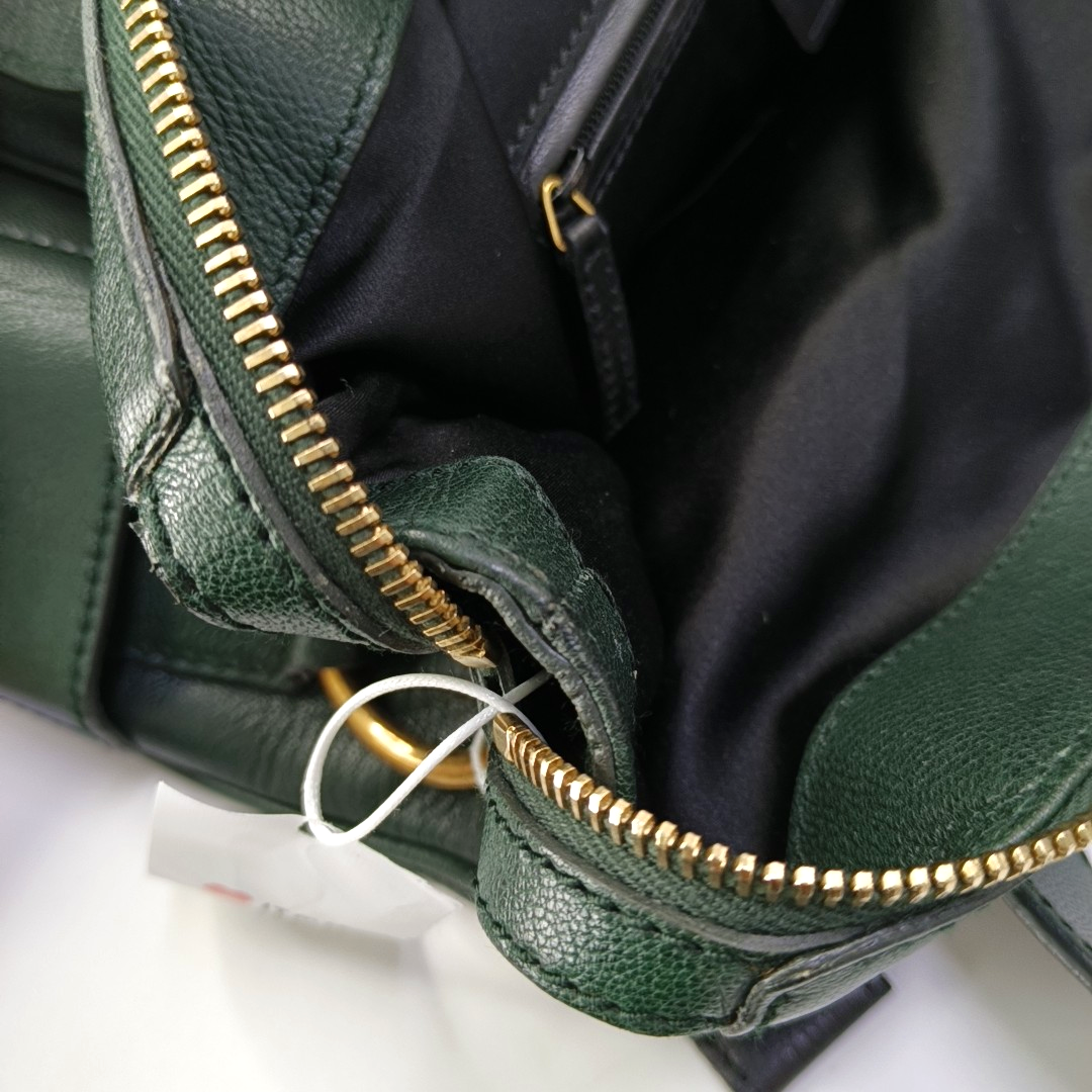 YSL RIVE GAUCHE Dark Green Cowhide Handbag Single Shoulder Bag Crossbody Golden hardware-(SKU)-956521580