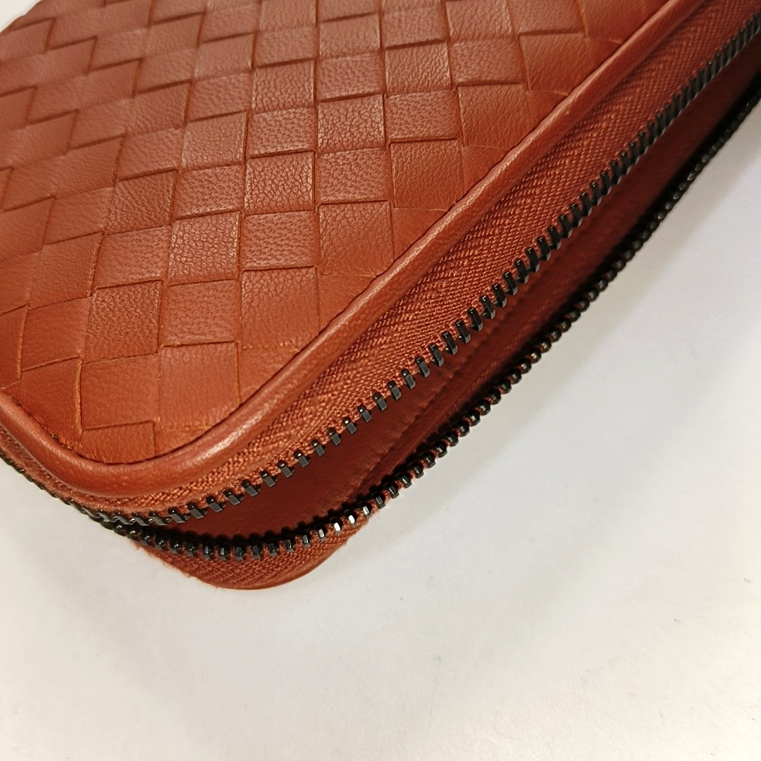 BOTTEGA VENETA Orange Leather Woven Wallet Black hardware-(SKU)-952462031