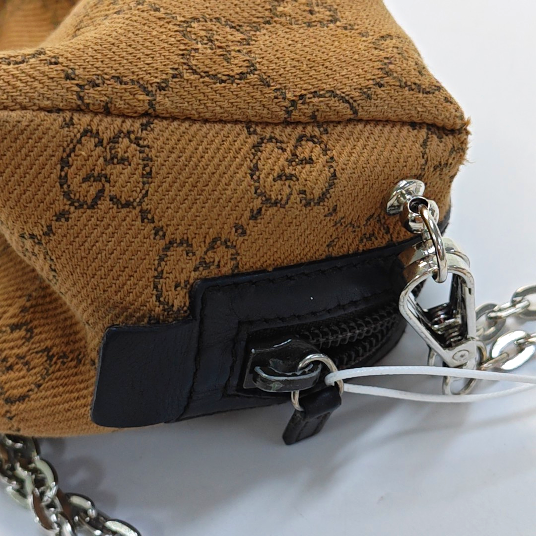 GUCCI Khaki Canvas Monogrammed Handbag Silver Hardware-(SKU)-948094258