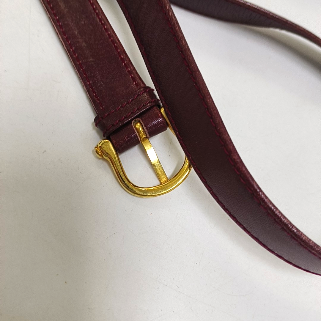 CELINE Burgundy Leather Single Shoulder Bag Golden hardware Removable shoulder strap-(SKU)-954657599