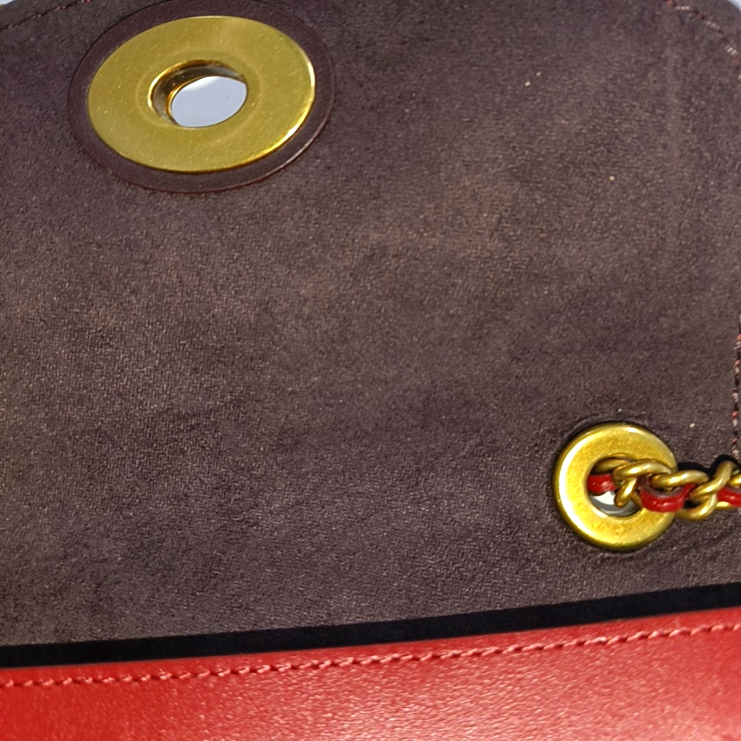 COACH MADISON 18 Red Cowhide Crossbody Single Shoulder Bag Golden hardware-(SKU)-940523724