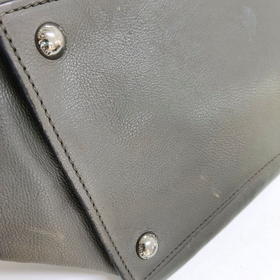 PRADA Tote bag Elephant Gray Cowhide Logo Crossbody Bag Shoulder Bag Single Shoulder Bag Silver Hardware Removable shoulder strap-(SKU)-956018921