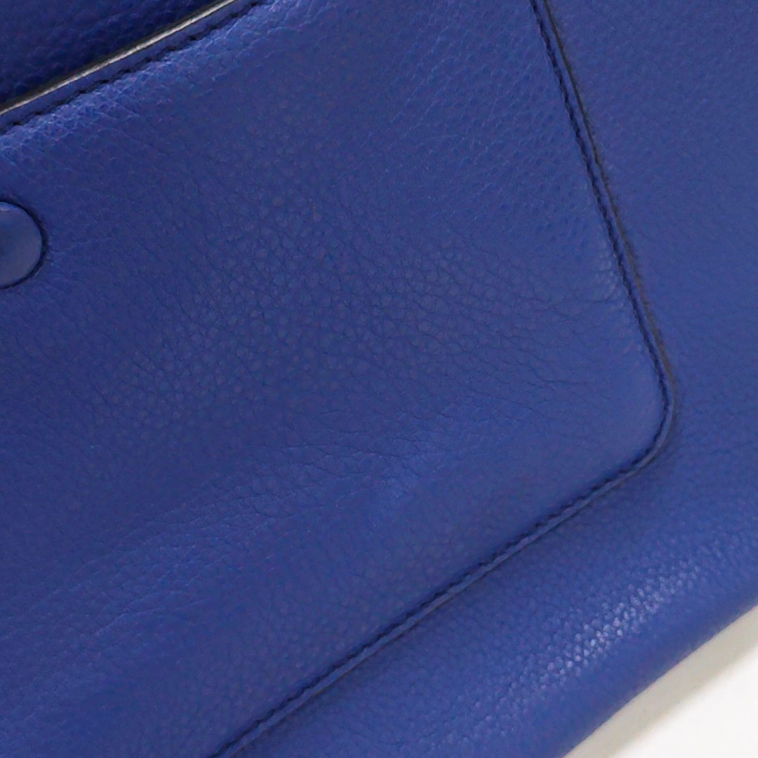CELINE EDGE Blue Calf Leather Shoulder Bag Tote Silver Hardware-(SKU)-950037695