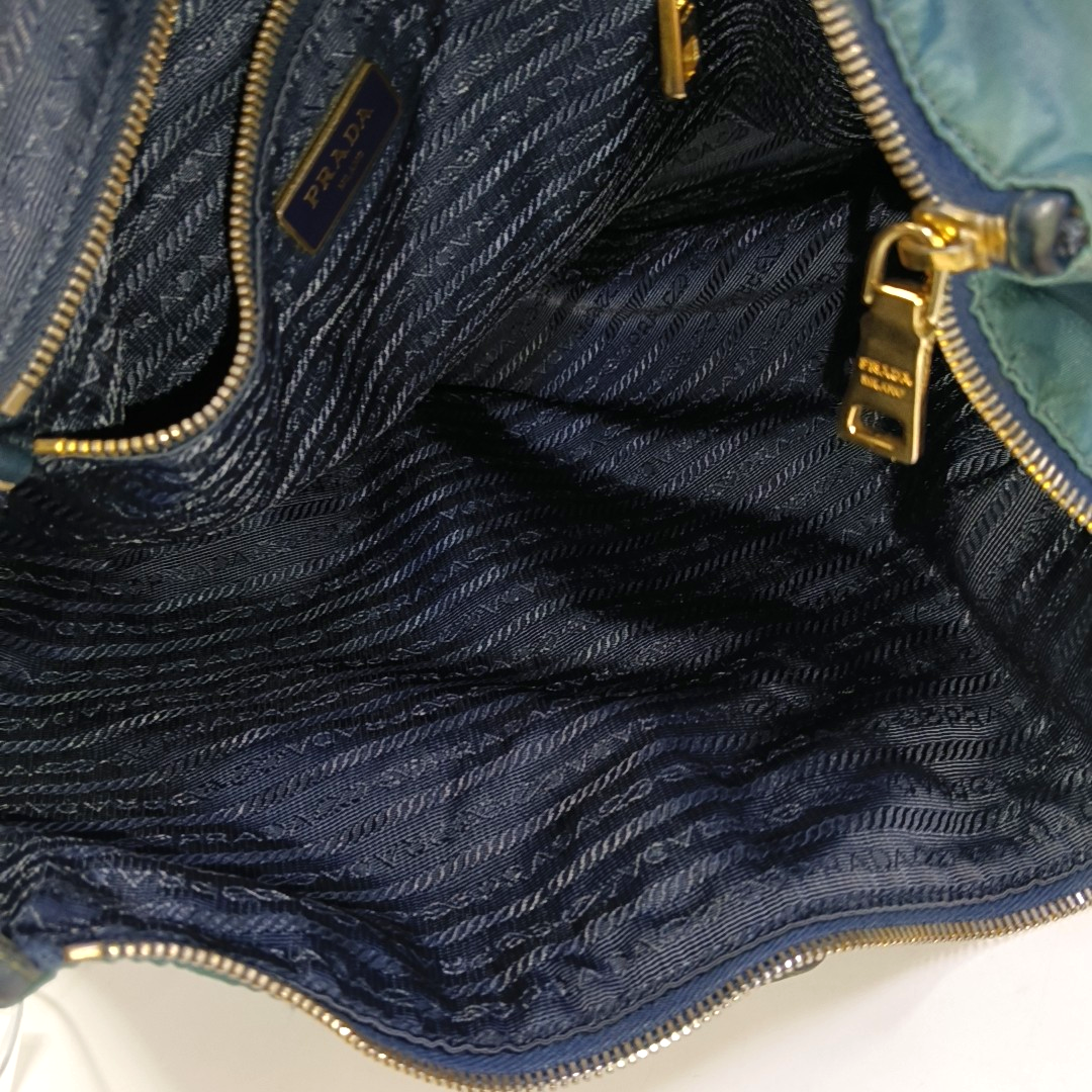 PRADA Tote bag Blue Nylon Logo Single Shoulder Bag Crossbody Tote Bag Golden hardware Removable shoulder strap-(SKU)-958133297