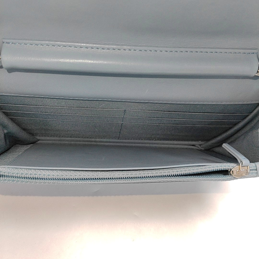 CHANEL WOC Blue Calfskin Patent Leather Chevron Single Shoulder Bag with Shoulder Strap and Silver Hardware-(SKU)-970647926