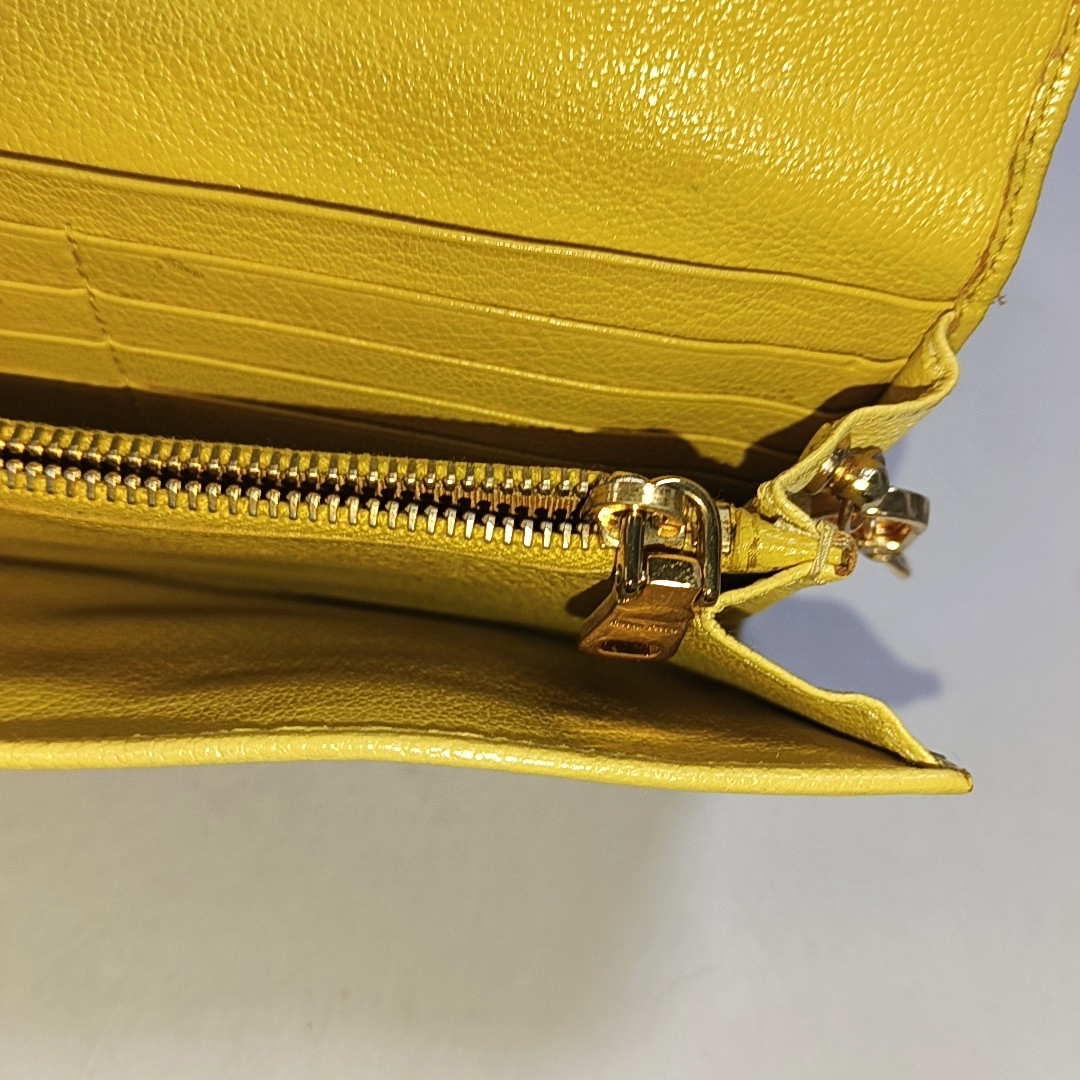 Miu Miu Love Yellow Cowhide Wallet Golden hardware-(SKU)-941953467