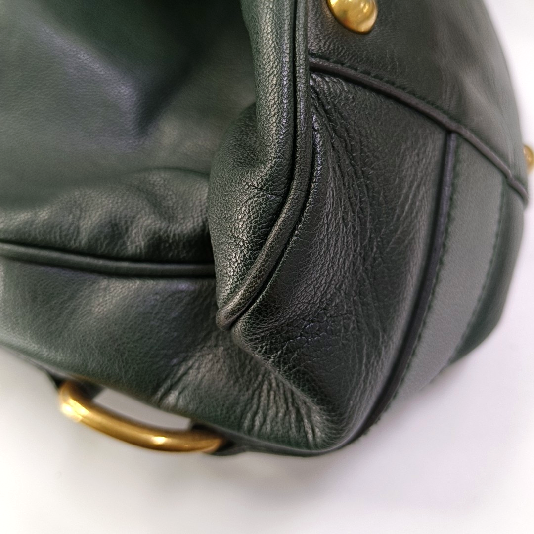 YSL RIVE GAUCHE Dark Green Cowhide Handbag Single Shoulder Bag Crossbody Golden hardware-(SKU)-956521580
