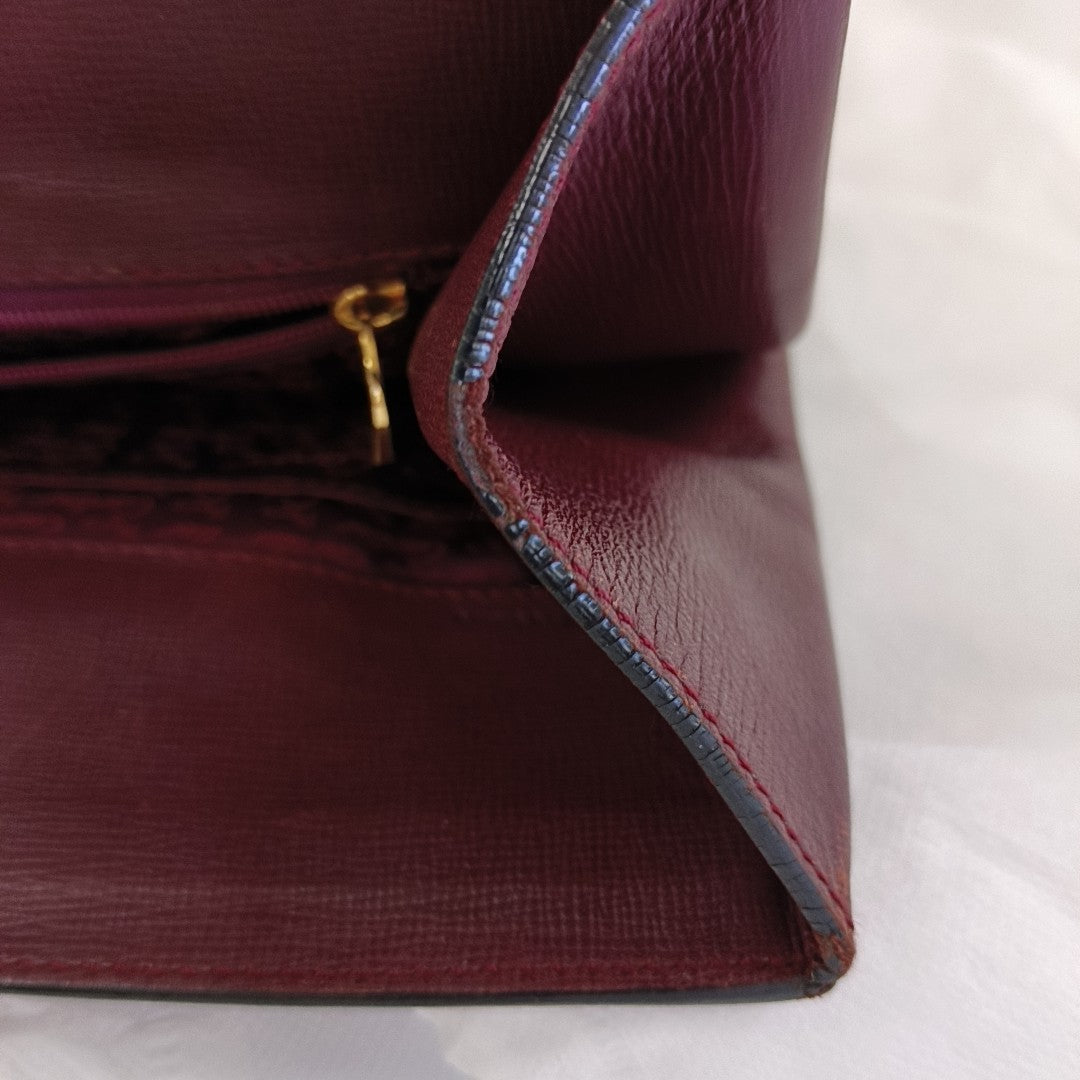Cartier Tote bag Burgundy Cowhide Studs Shoulder Bag Handbag Golden hardware-(SKU)-12225119