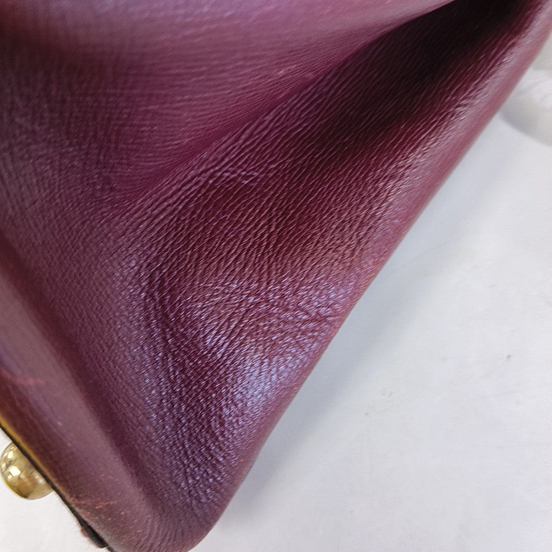 Cartier Tote bag Burgundy Cowhide Studs Shoulder Bag Handbag Golden hardware-(SKU)-12225119