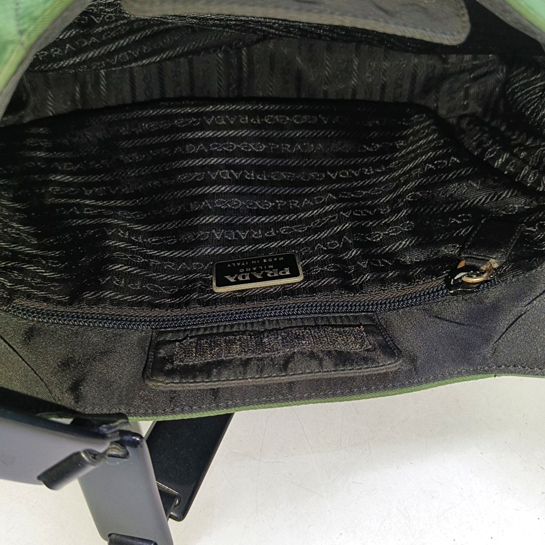 PRADA Dark green nylon single shoulder bag handbag Black hardware-(SKU)-951916972
