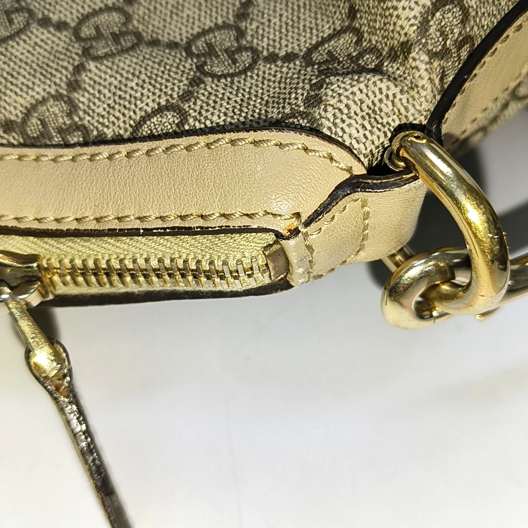 GUCCI GG Supreme Khaki Coated Canvas Monogrammed Single Shoulder Bag Tote Golden hardware Removable shoulder strap-(SKU)-944985050