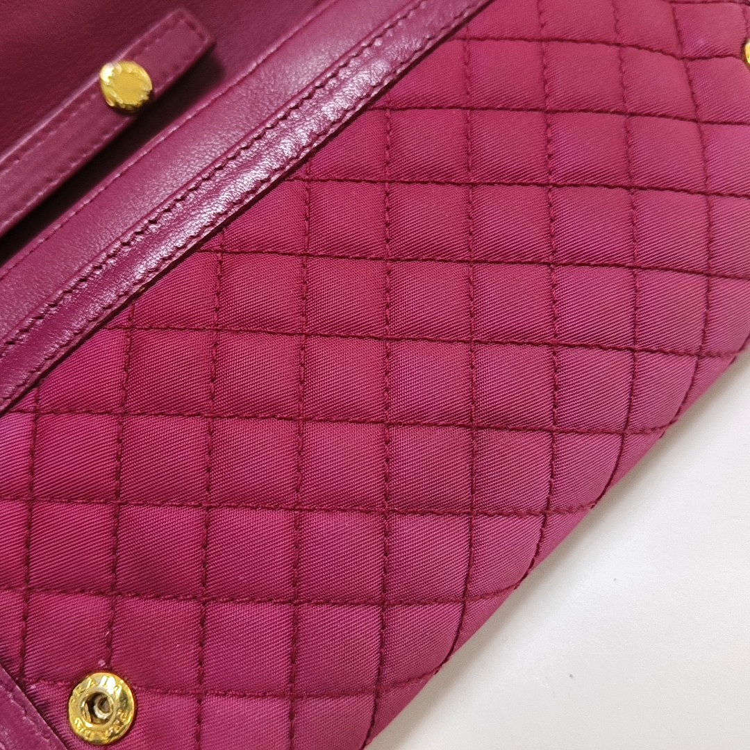 PRADA Pink Nylon Quilted Crossbody Shoulder Bag Handbag Clutch Golden hardware Removable shoulder strap-(SKU)-959993343