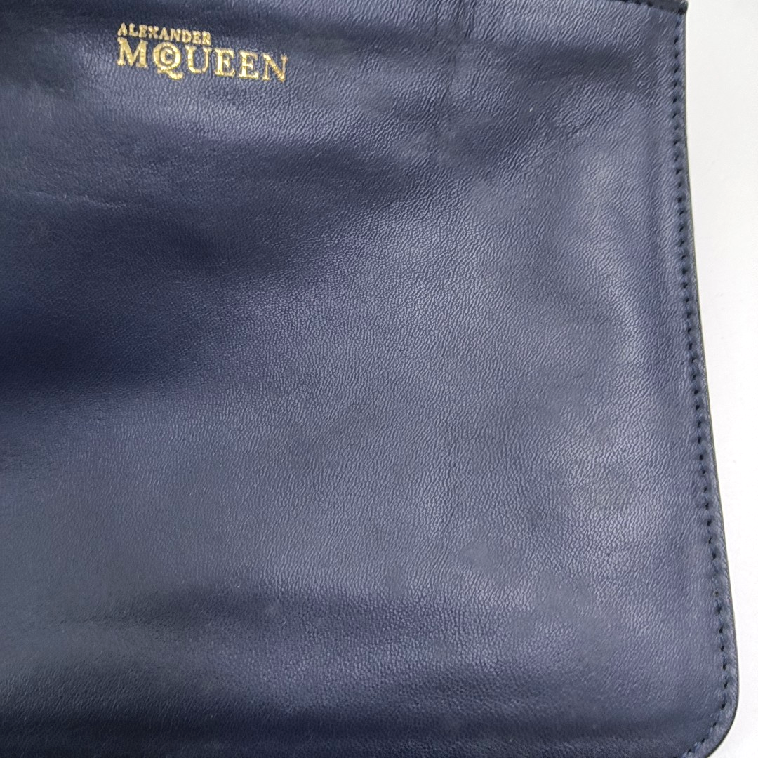 Alexander McQUEEN Dark Blue Sheepskin Handbag Golden hardware-(SKU)-951614903