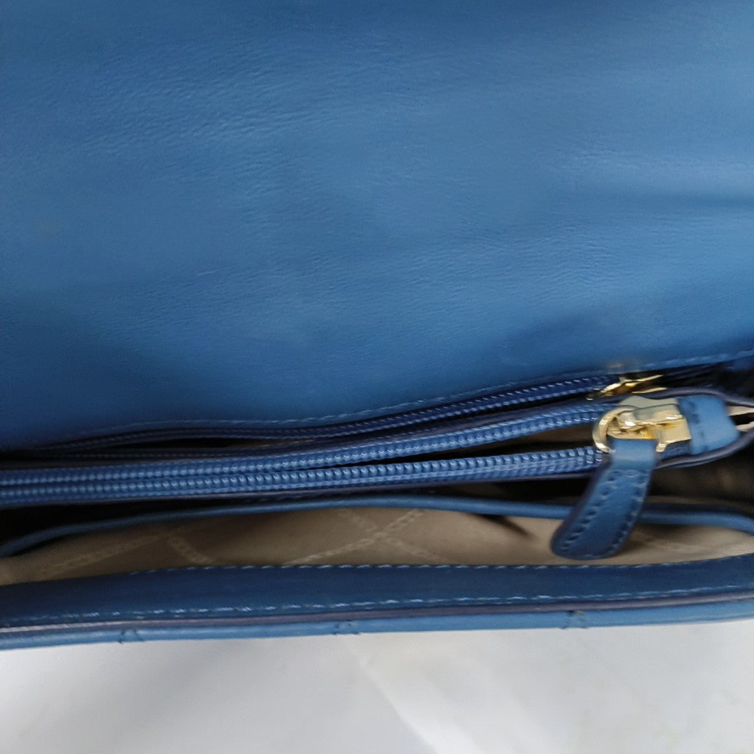 MICHAEL KORS Sloan Small size Blue Cowhide Quilted Crossbody Bag Single Shoulder Bag Golden hardware-(SKU)-12438263