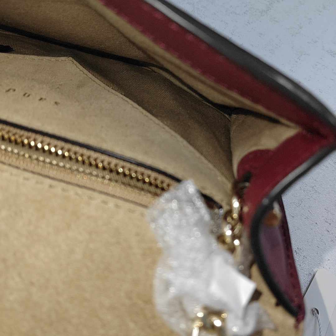 SANDRO Burgundy Cowhide Single Shoulder Bag Crossbody Bag Golden hardware-(SKU)-12943107