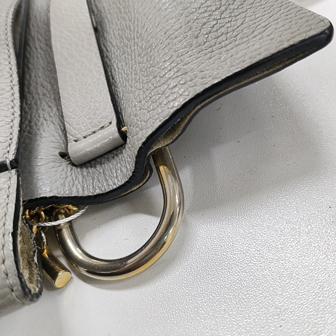 Chloé Drew mini Gray Calf Leather Piggy Bag Single Shoulder Bag Golden hardware Removable shoulder strap-(SKU)-13014062
