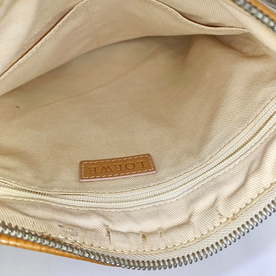 LOEWE Khaki canvas old flower floral single shoulder bag crossbody bag Silver Hardware Removable shoulder strap-(SKU)-944298233
