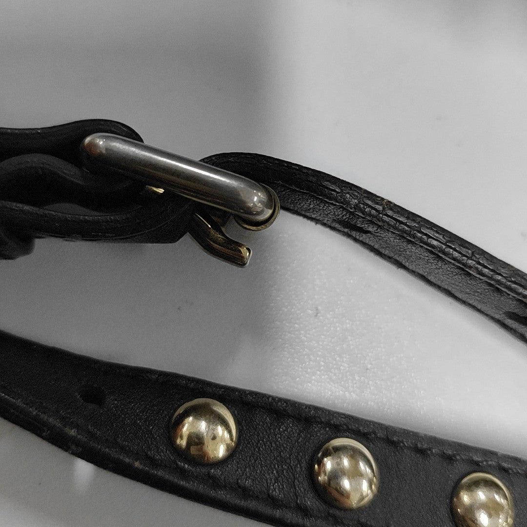 BURBERRY Ledbury Heritage Brown cowhide studded single shoulder bag handbag Golden hardware Removable shoulder strap-(SKU)-13122378