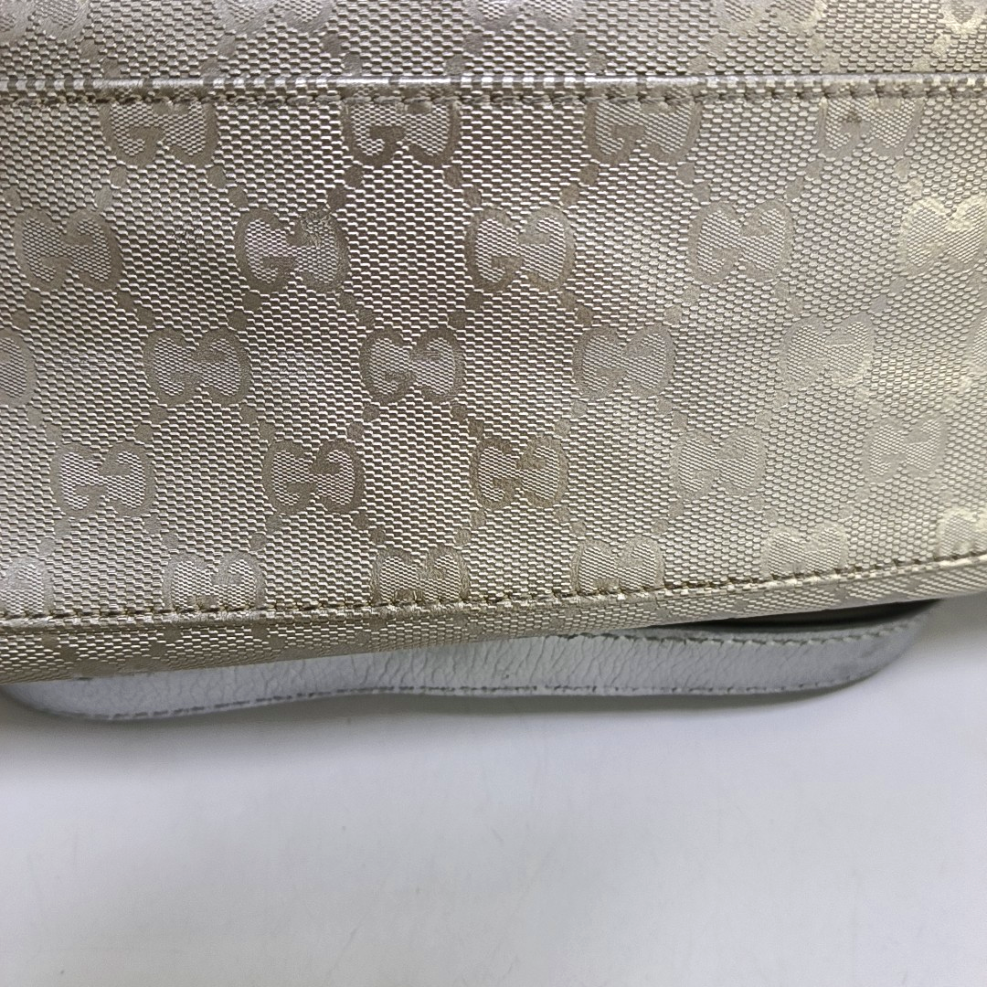 GUCCI Guccissima Silver Coated Canvas Monogram Handbag Silver Hardware-(SKU)-951869728