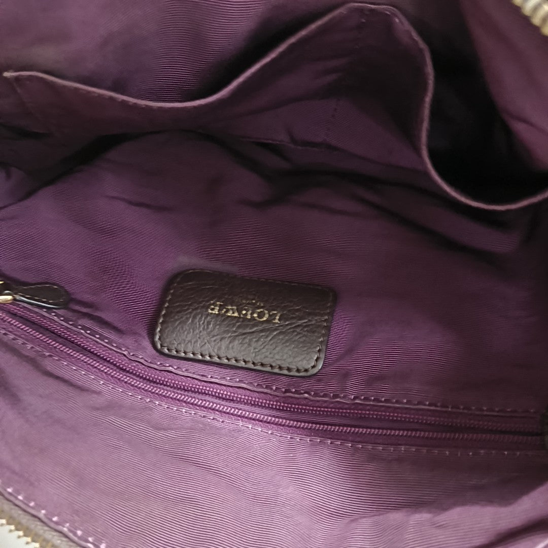 LOEWE Dark Purple Cowhide Single Shoulder Bag, Handbag Golden hardware Removable shoulder strap-(SKU)-13379817
