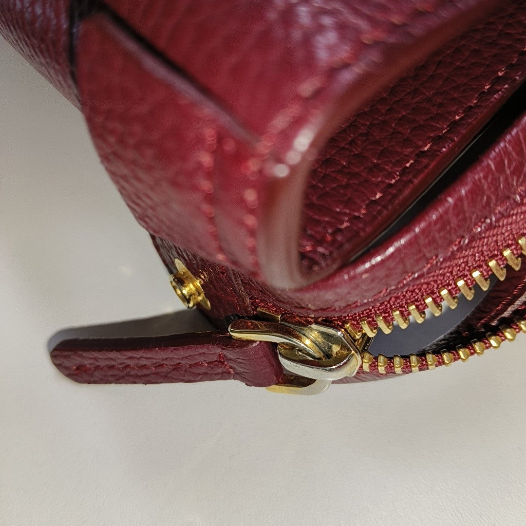 senreve Red Cow Leather Embossed Shoulder Bag Tote Bag Golden hardware Removable shoulder strap-(SKU)-13429698