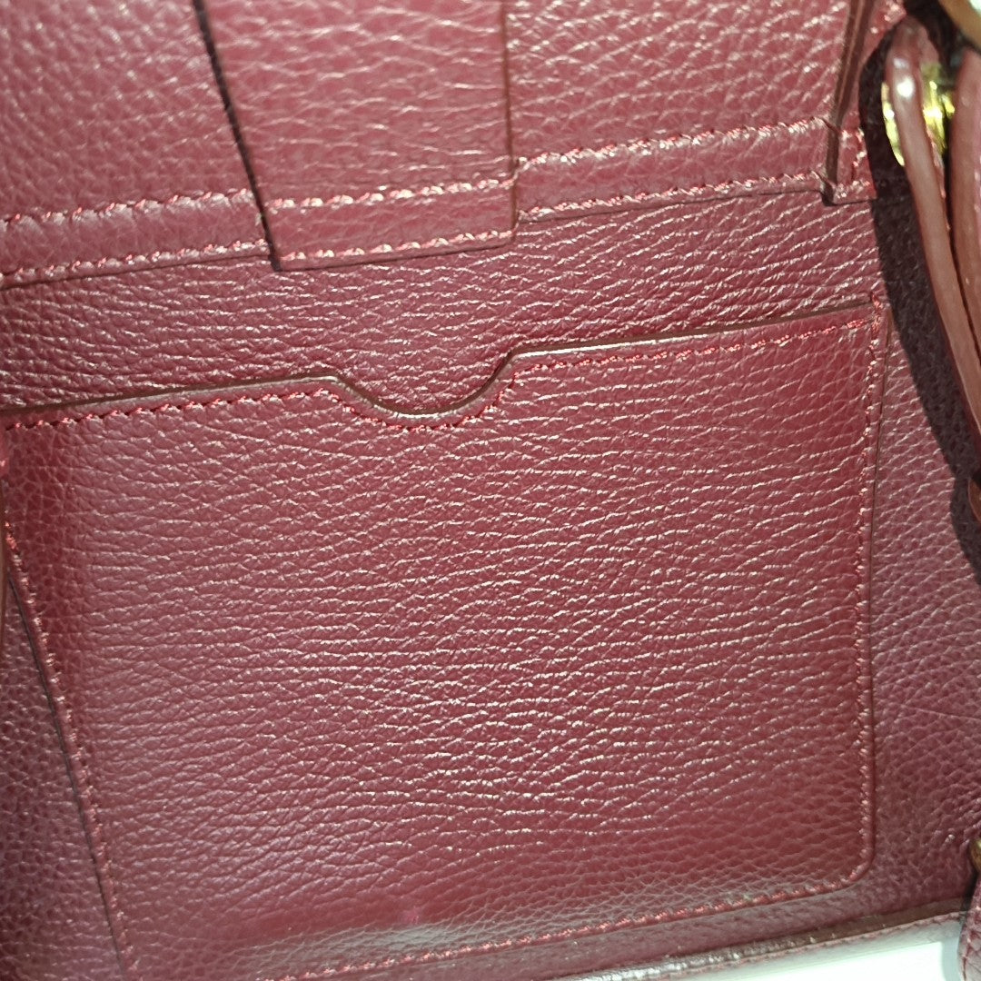 senreve Red Cow Leather Embossed Shoulder Bag Tote Bag Golden hardware Removable shoulder strap-(SKU)-13429698